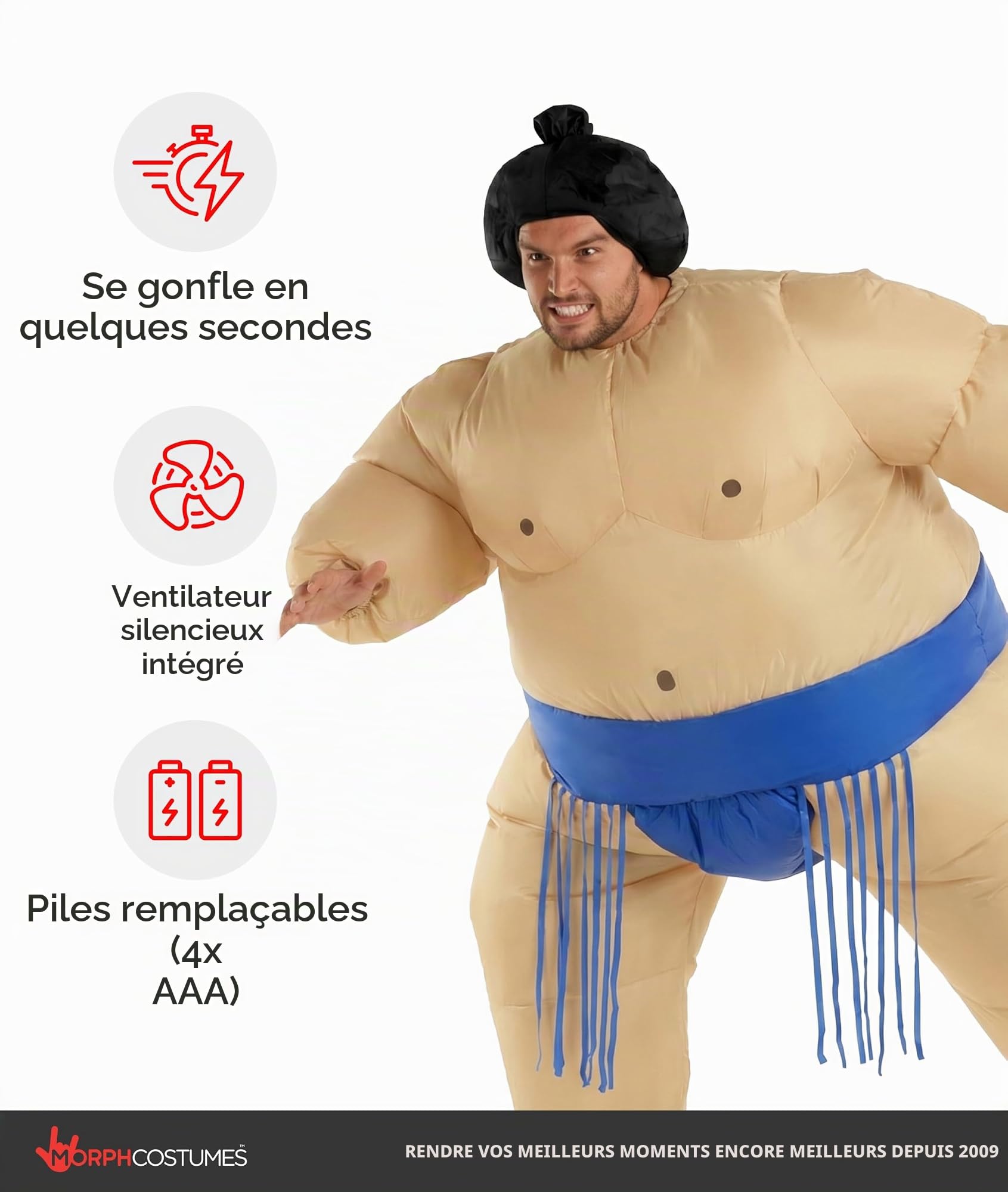 Morph Costume de lutteur Sumo gonflable, costume de sumo gonflable, costume d'Halloween pour homme, costume d'Halloween pour homme