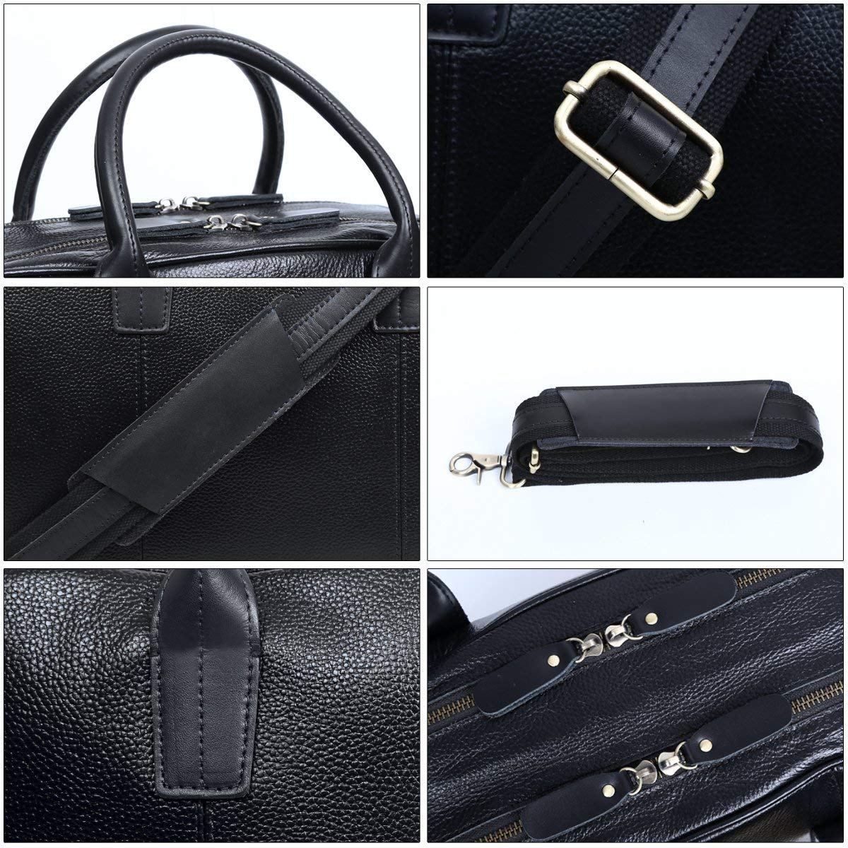 Leathario Sac Porte Document Homme en Cuir Véritable Messager Besace D'ordinateur Serviette pour des Affaires