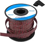 25Ft-1/8 Black Cable Management Cord Protector Braided Wire Loom Braided Cable Sleeve for Television, Audio, Computer Cables, Prevent Pet from Chewing Cords…