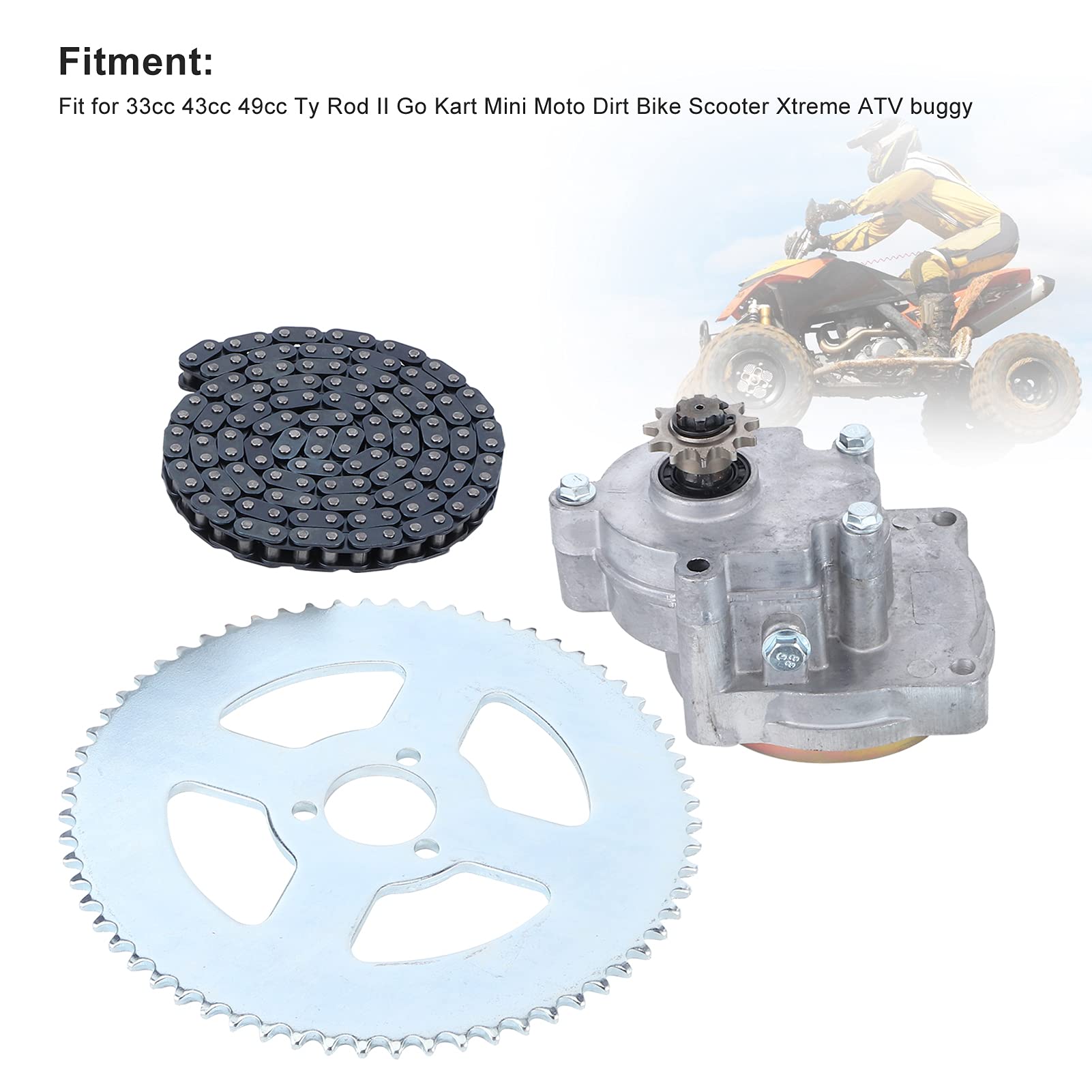 T8F Kette und Trommel Getriebe Ritzel Set für 33-49ccm Go-Karts, Motos und Dirt Bikes