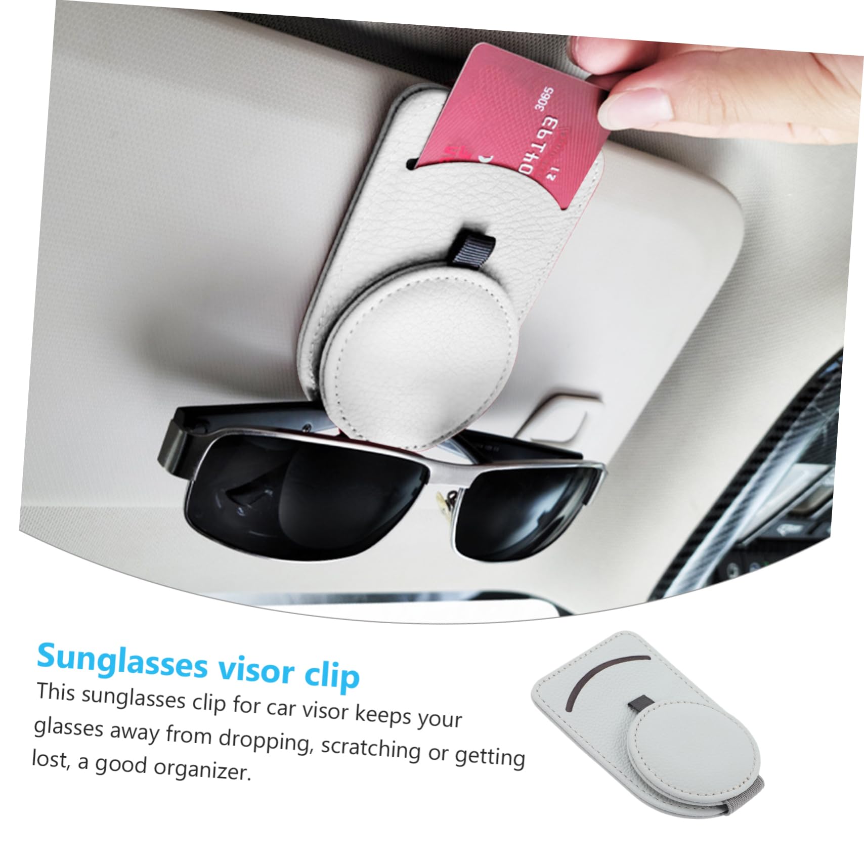 iplusmile 2pezzi Porta Occhiali Da Sole Per Auto Supporto Per Visiera Clip Per Occhiali e Carte Organizzatore Pratico e Multifunzionale Facile Da Installare