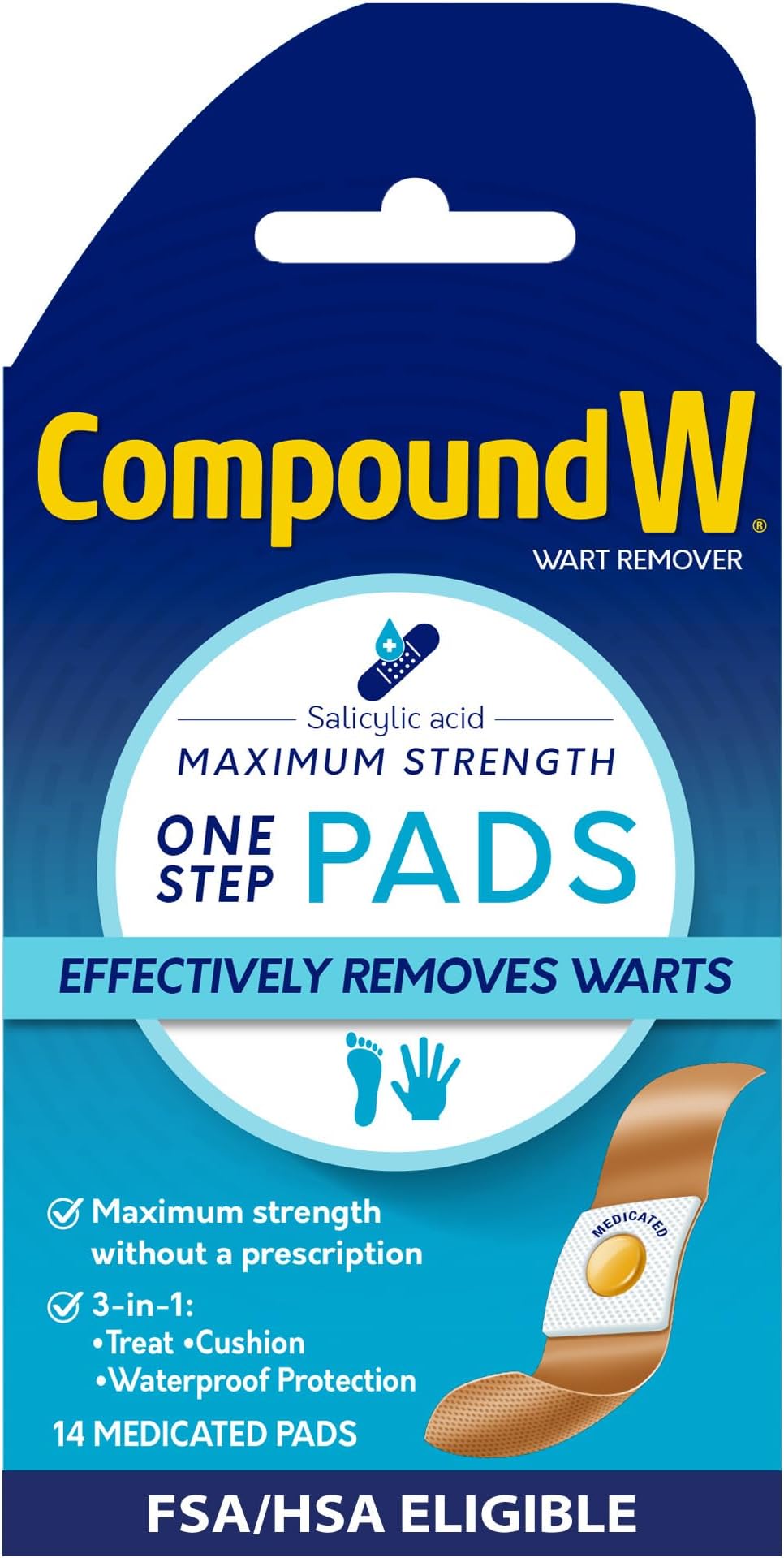Compound W Wart Remover Maximum Strength One Step Pads Pack of 14 Each