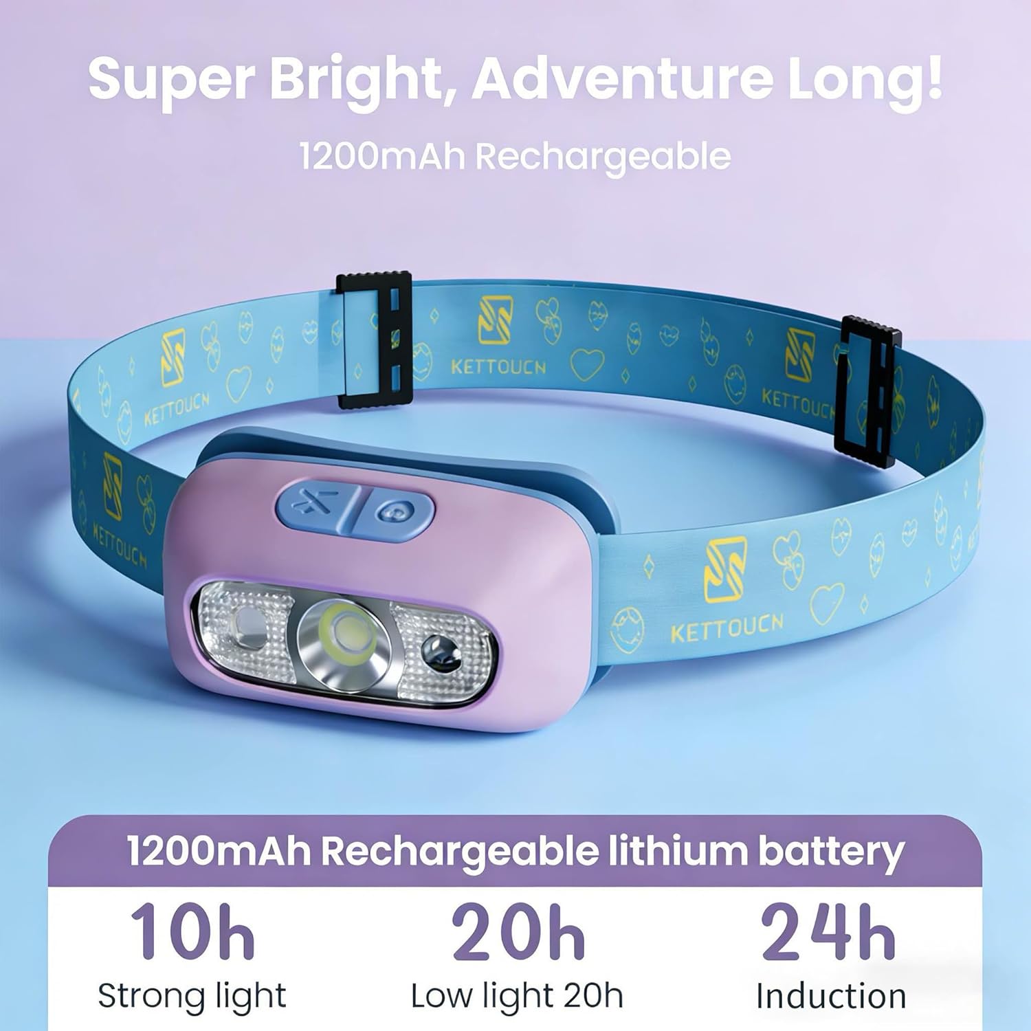 Kids Camping Light Set - Rechargeable Lantern & Motion Sensor Headlamp with USB-C Charging, 3 Color Dimmable Night Light for Boys Girls Indoor Outdoor Adventures (Purple)