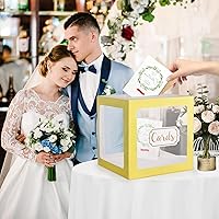 Vista 3 de Fowecelt Caja de tarjetas de regalo de boda, buzón de cartón, caja de dinero para recepción de boda, aniversario, cumpleaños, graduación, centro