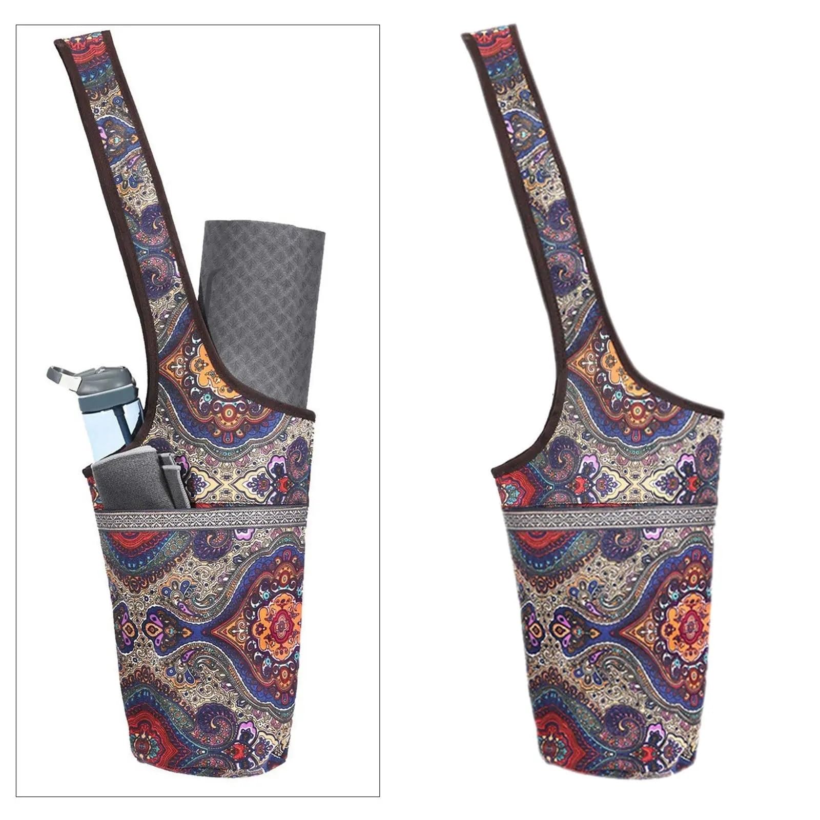 Yogamatte Tasche Lässige Yogamattentasche, Bedruckte Tragetasche mit Reißverschlusstasche for Damen, waschbar