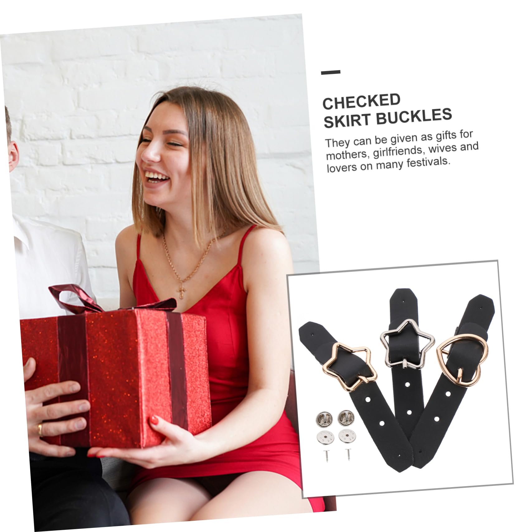 Holibanna 3pcs Black Buckle Decorative Buttons Side Release Buckles for Pleated Skirt Fashionable Adjustable Fastening