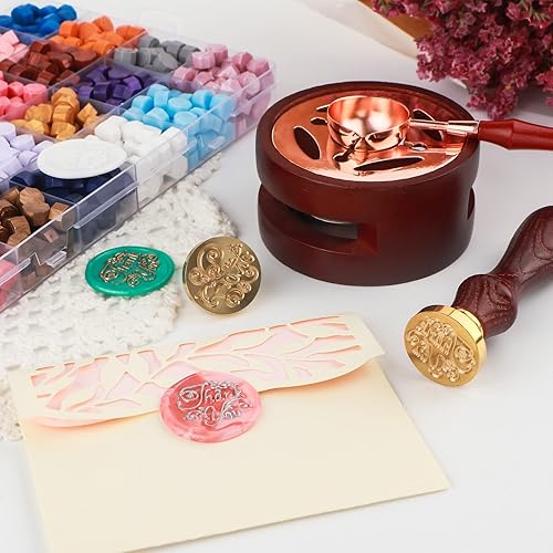 Miniatura 6 de Briartw Horno de fusión de cera con cuchara, kit de inicio de sello de cera, paquete de sellado de cera, cuchara calentadora de cera para tarjetas,