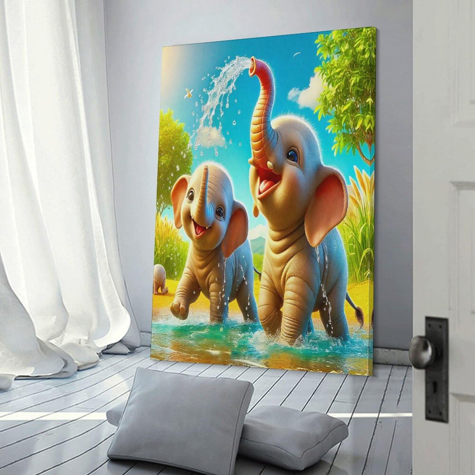 Impression sur toile éléphant de qualité supérieure pour salon