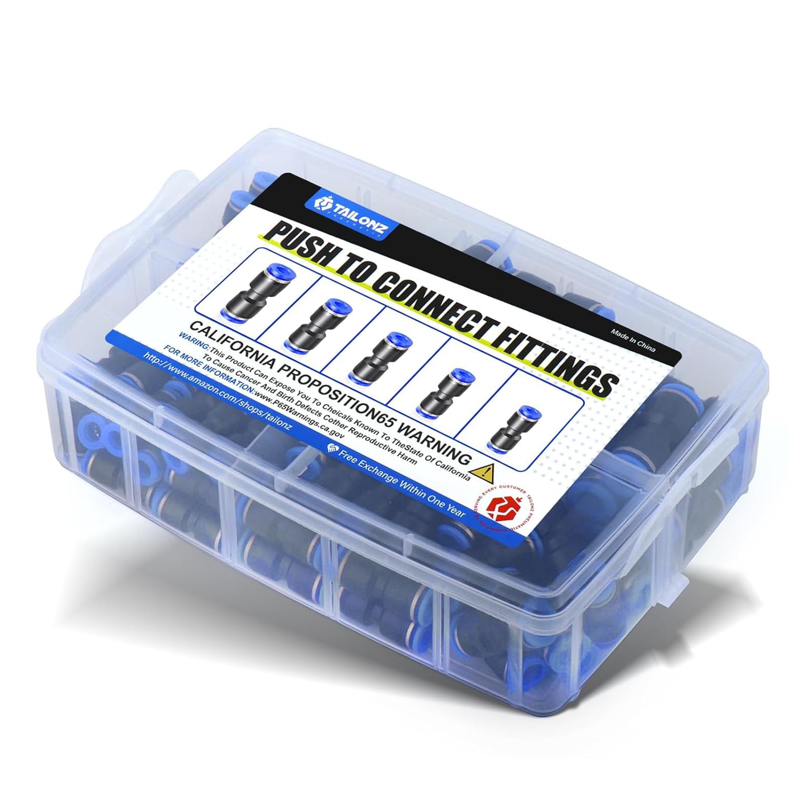 TAILONZ 125St Gerade Steckverbinder Set fur 4/6/8/10/12mm Schlauch