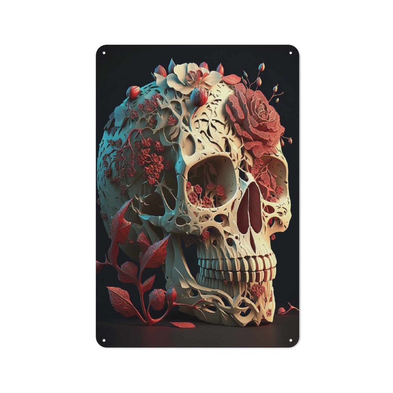 The Rose Skull Industrial-style Tin Sign 30x20cm for Café Or Home Bar, for Cooler-month Interiors with Industrial Character
