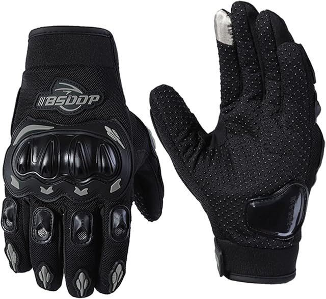 ERYUE Luvas De Equitação,Luvas Otociclismo Rider Antiderrapante Anti-Queda Quatro Estações Universal Respirável Tela Touch Screen Luvas M, Preto