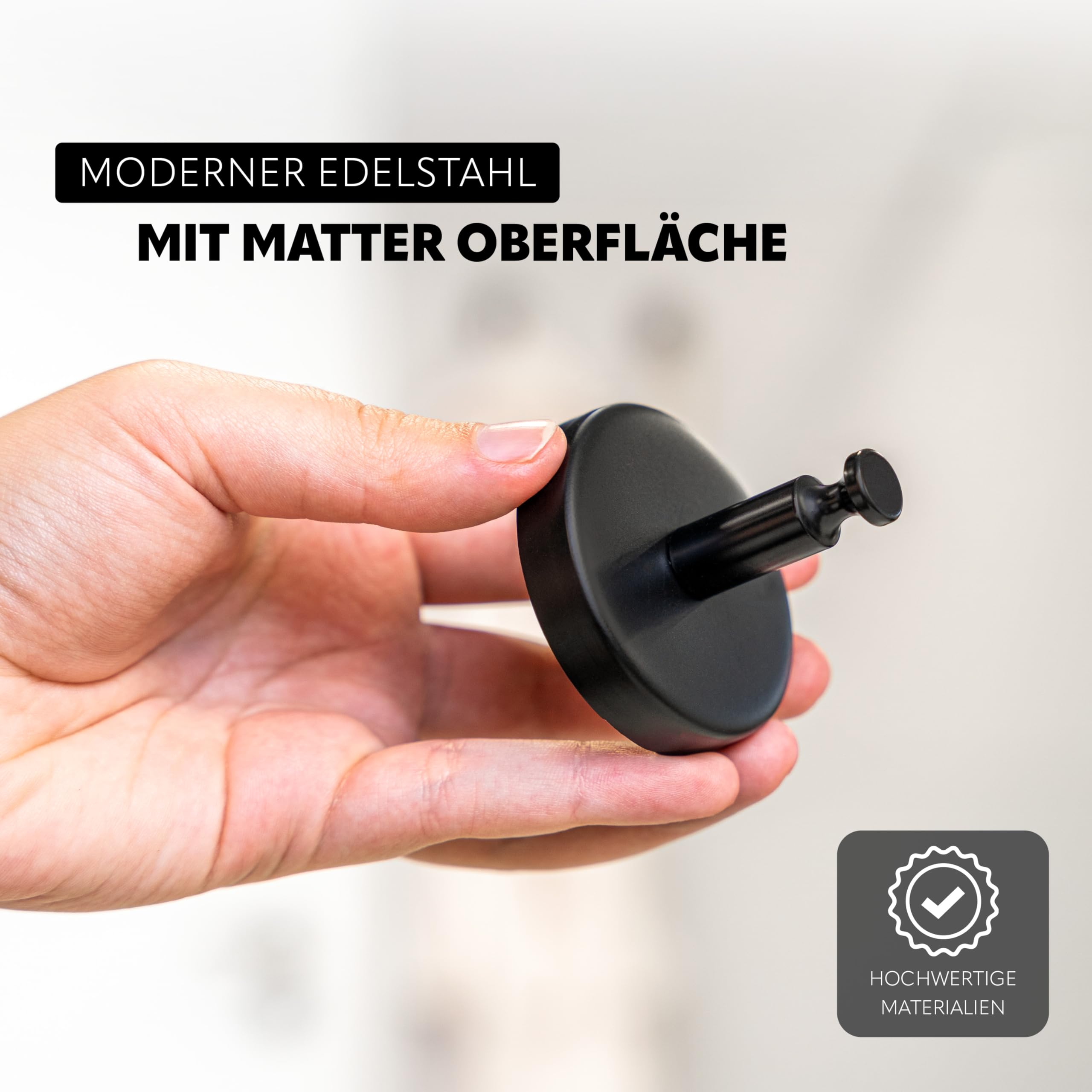 bremermann Bad-Serie PIAZZA BLACK - Handtuchhaken 4er Set aus Edelstahl matt schwarz