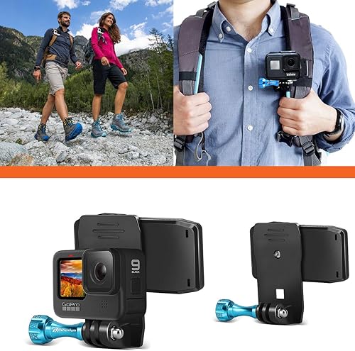 Miniatura 4 de MiPremium Mochila Correa Clip Mount para GoPro Hero 13 12 11 10 9 8 7 6 5 4 3+ Sesión Negro Plata XIAOYI 4K SJCAM Yi Cámara de Acción Deportiva