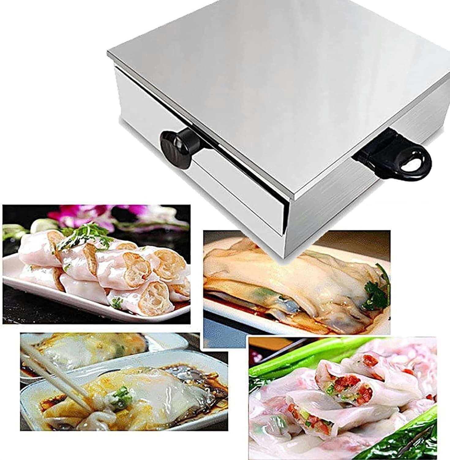 Multifunction Cooking Machine, Stainless Steel Steamed Machine, Rice Noodle Roll Food Steamer, Household Kitchen Square Cookware (Size : 2 layer)