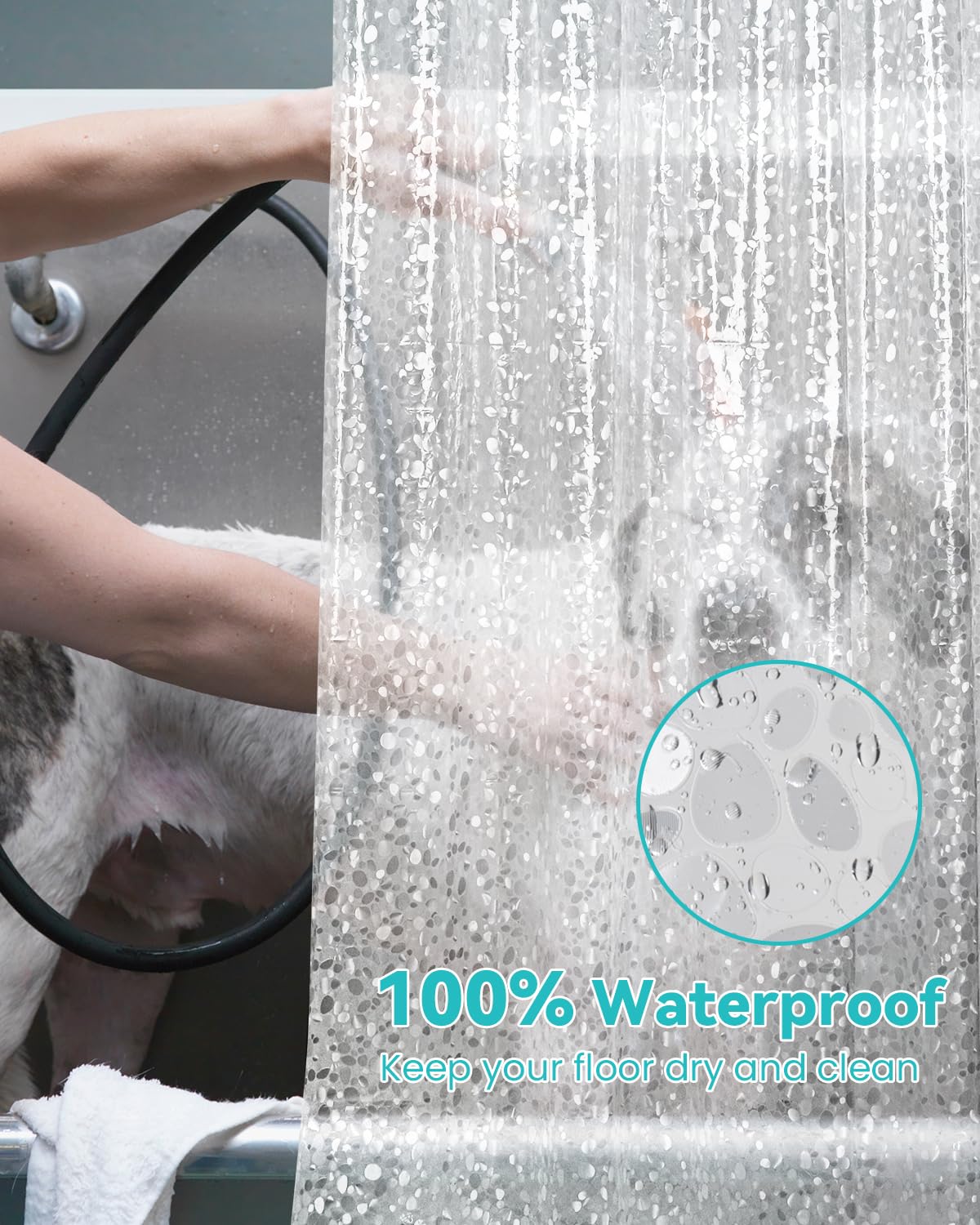 OTraki Douchegordijn, 180 x 200 cm, antischimmel, wasbaar, EVA