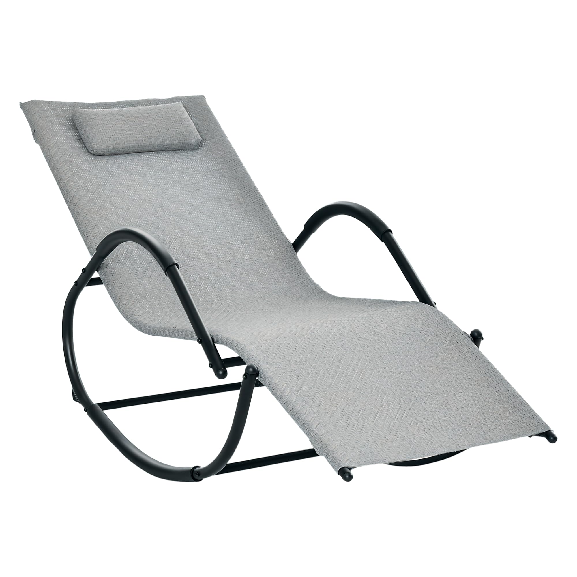 Outsunny Zero Gravity Rocking Lounge Chair Pillow Garden Outdoor Furniture Grey from B&Q