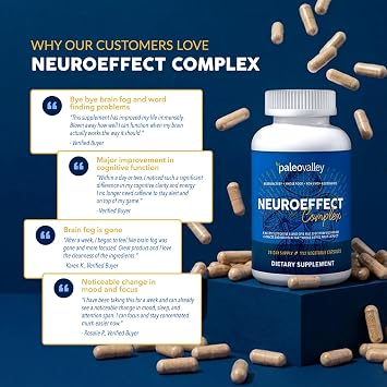 Paleovalley NeuroEffect - Neuro Mushroom Coffee Nutritional Supplement for Focus, Memory, and Energy Support - 28-Day Supply - 8 Full Spectrum Mushroom and Whole Coffee Fruit Extracts