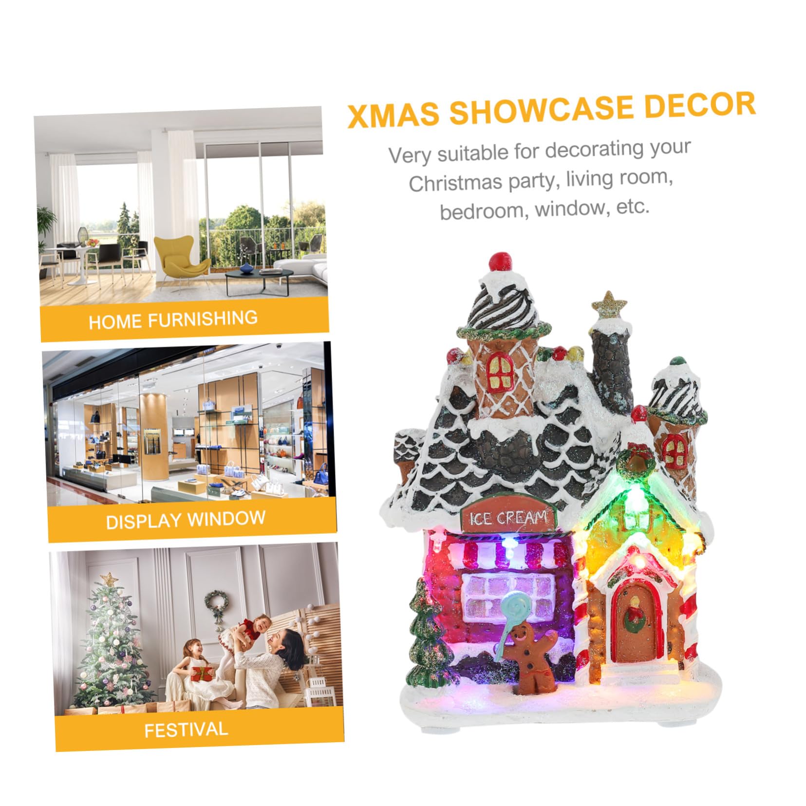 1pezzi Decorazioni Natalizie in Resina per Vetrine di Negozio e Decorazioni Luminose per Scrivania Design Caldo per Feste di Natale e Capodanno