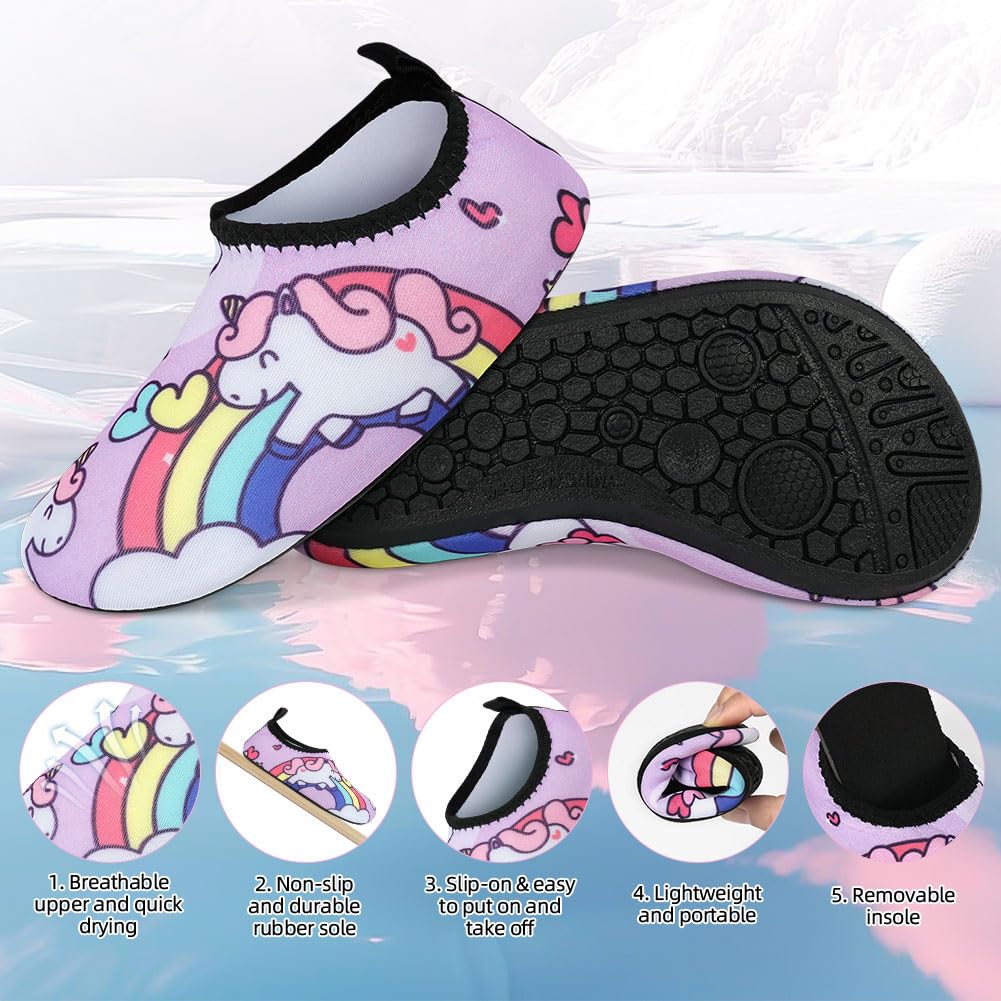 Escarpines Niño Niña Zapatos de Agua Playa, Agua Antideslizante Zapatillas, Playa Descalzos Antideslizantes Zapatos de Natación 24-31 EU
