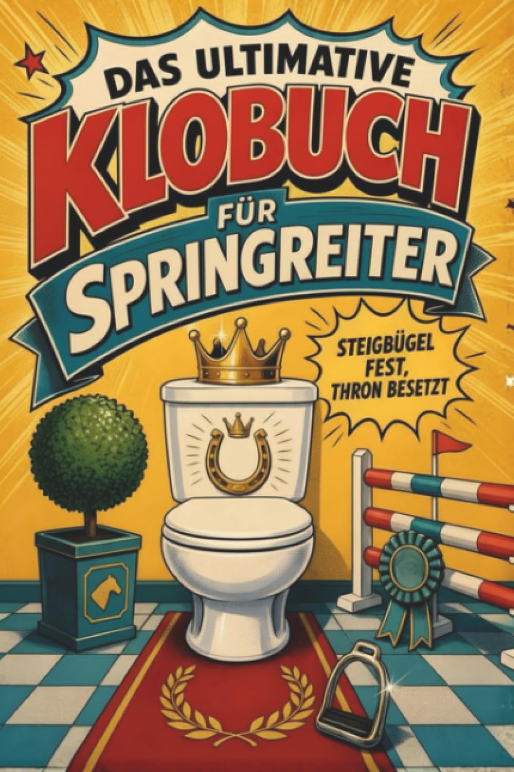 Das ultimative Klobuch für Springreiter: Steigbügel fest, Thron besetzt. Lustiges Geschenk für Springreiter, Parcours und Steigbügel-Humor