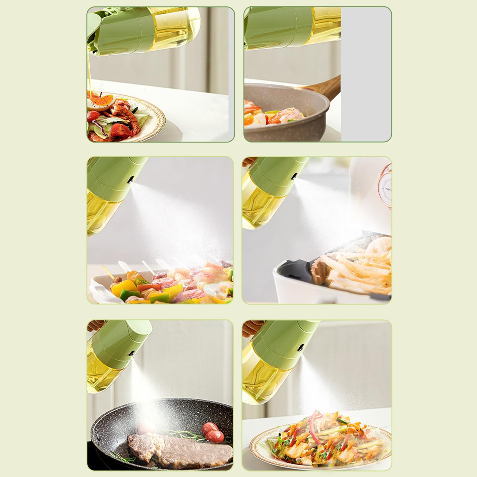 Dispenser spray per olio d'oliva, flacone da 300 ml per cucinare, grigliare, cuocere, barbecue, friggitrice ad aria, picnic, ristorante, giardino, frittura