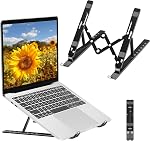 Adjustable Laptop Stand, Portable Folding Laptop Riser, 7-Levels Ventilated Aluminum Laptop Holder for Desk, Ergonomic Universal Computer Stand, Compatible with 9-17" Laptop, Silver