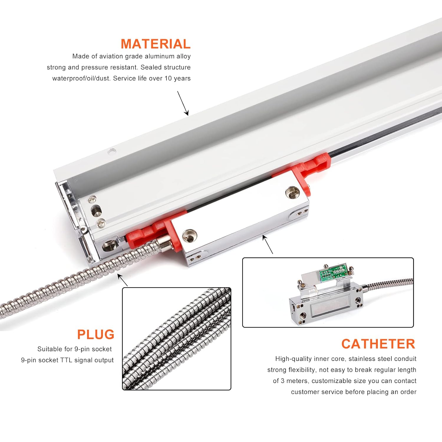 10" 40" 2 Axis Linear Scale Digital Readout DRO Display 5um Precision TTL Linear Glass Scale for CNC Milling Lathe Machine，(250mm 1000mm): Industrial & Scientific