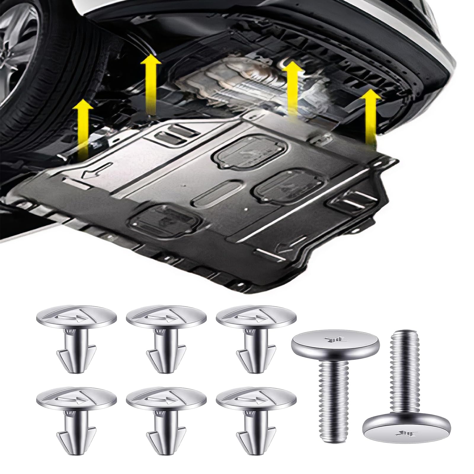 8PCS Engine Splash Shield Bolt Kit – Lower Skid Plate Screws for Under Engine Cover Replacement – Replaces 90105-TBA-A00, 90674-TY2-A01