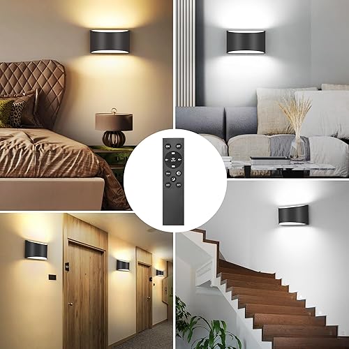 Miniatura 6 de TRLIFE Lámparas de pared LED modernas, control remoto regulable y temperatura de color ajustable 3000K6000K, aluminio 12W, cableado fijo 120V AC,