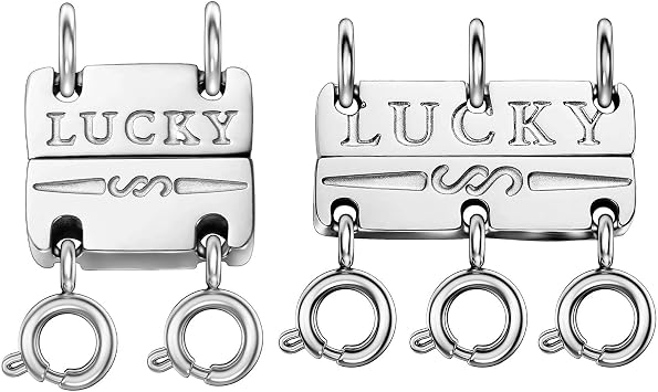 OHINGLT Lucky Necklace Layering Clasp Separator for Stackable,14K Gold and Silver Plated Multiple Necklace Clasps for Women