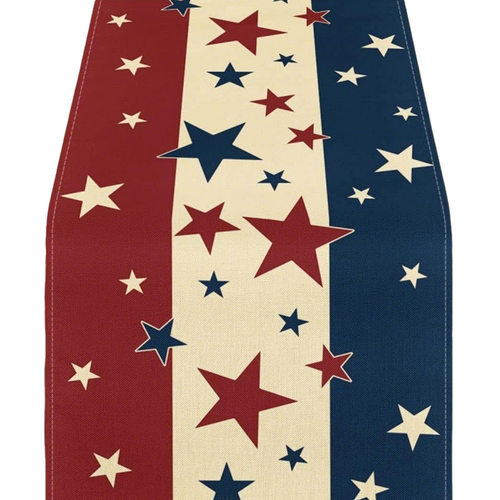 Hredwep 33X183Cm Linen Table Runner with Patriotic Star and for 4Th of July Independences Day Kitchen Decorations