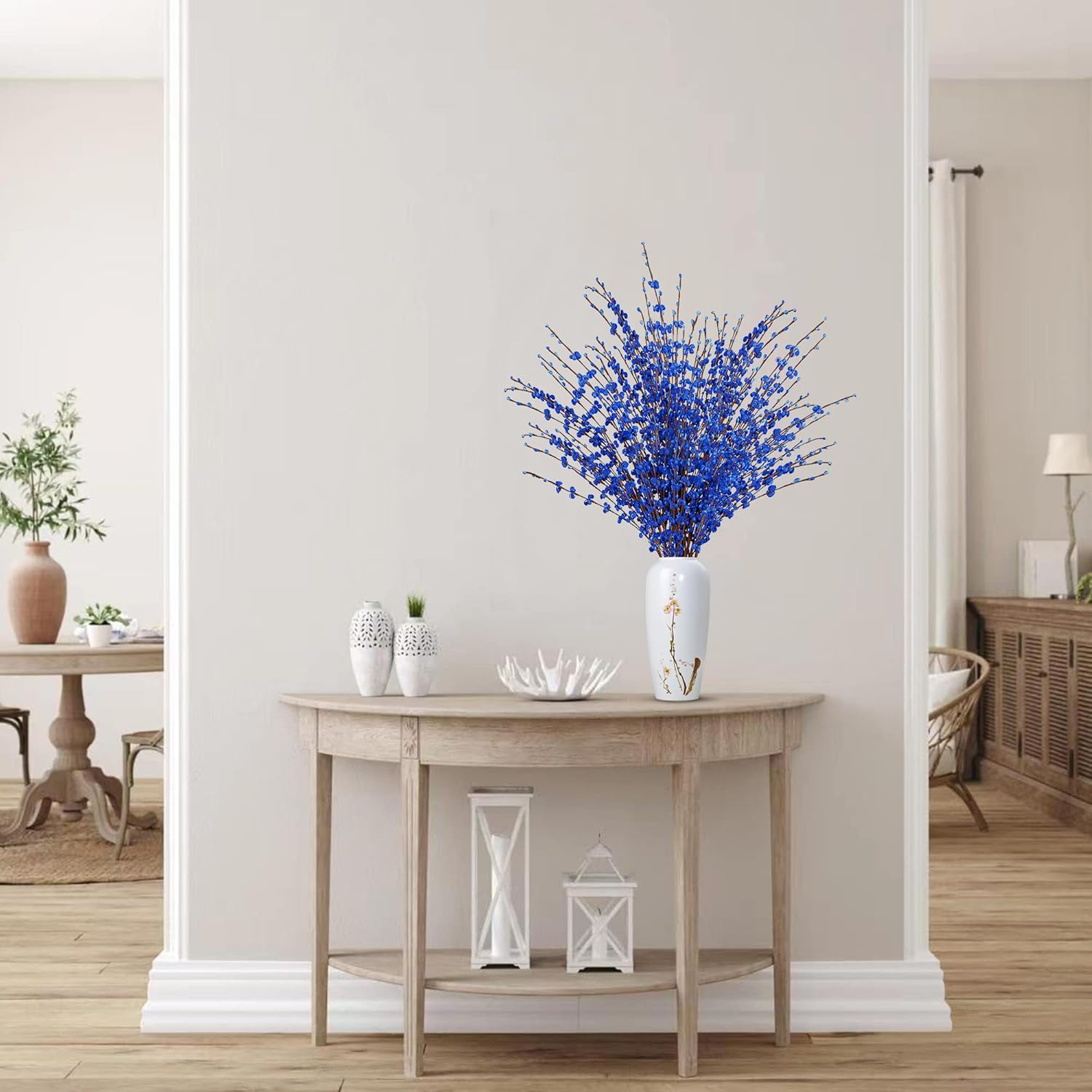 Sggvecsy 10 Pcs 29.5’’ Long Artificial Jasmine Flowers Tall Fake Flower Bouquet Faux Jasmine Plants Dry Branches for Wedding Home Party Office Hotel Restaurant Kitchen Decoration(Blue) - Image 2