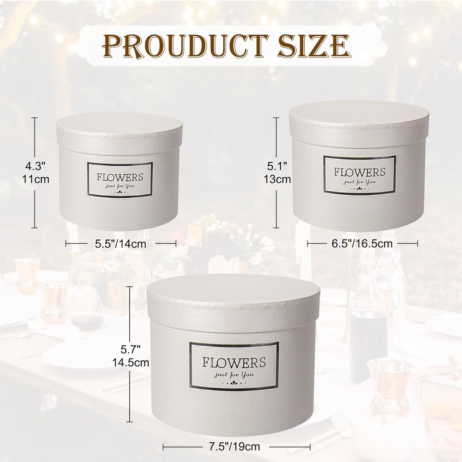 White Gift Box Round Gift Boxes with Lids Set of 3 Nesting Gift Boxes for Presents Assorted Sizes Flower Boxes for Arrangements Birthday Wedding Bridesmaid Graduation Christmas Party Gift Bags - Image 2