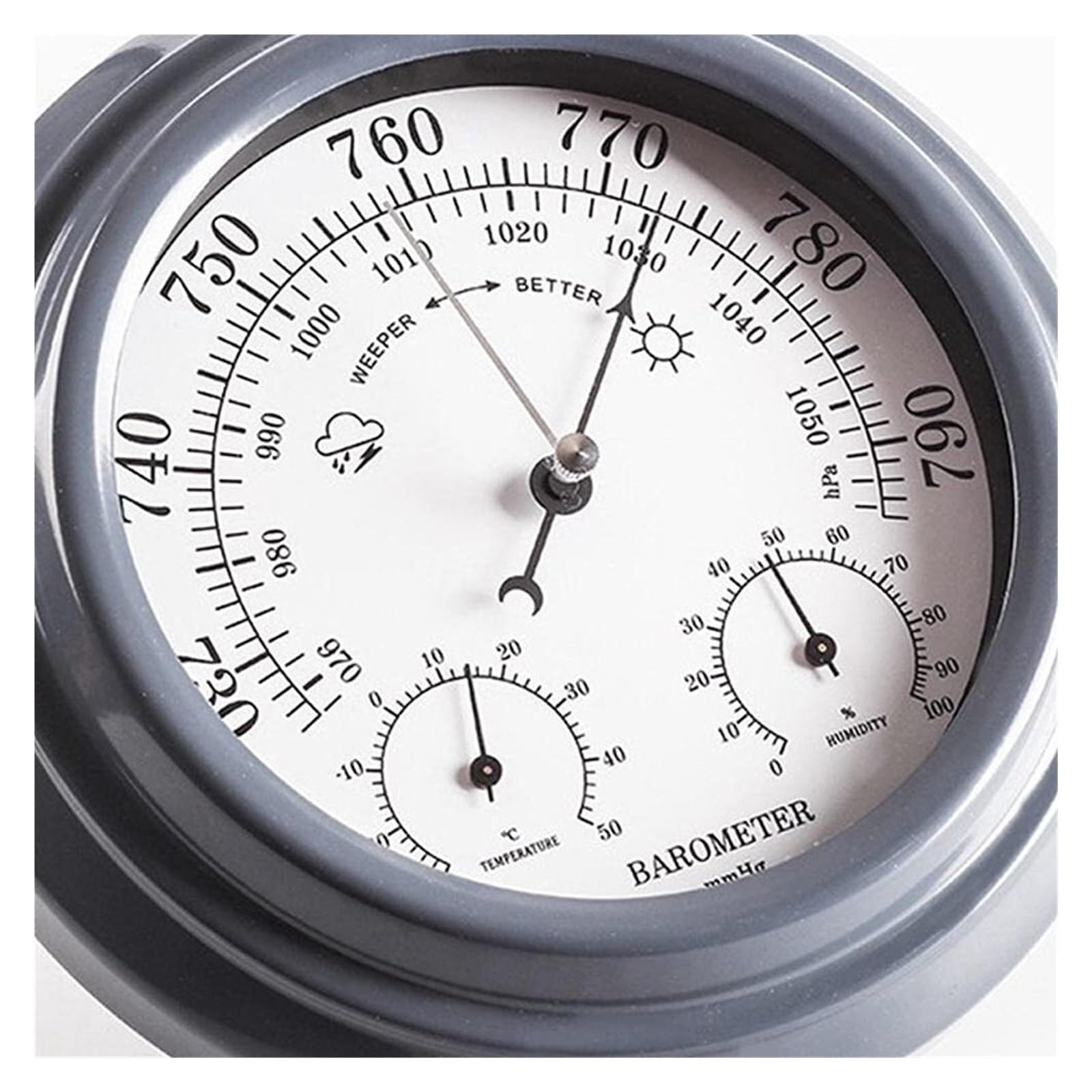 Barometer, Analoge Wetterstation, Wetterbarometer, Wandbarometer, 3-in-1-Thermometer-Hygrometer-Wetterstation, Schwarz