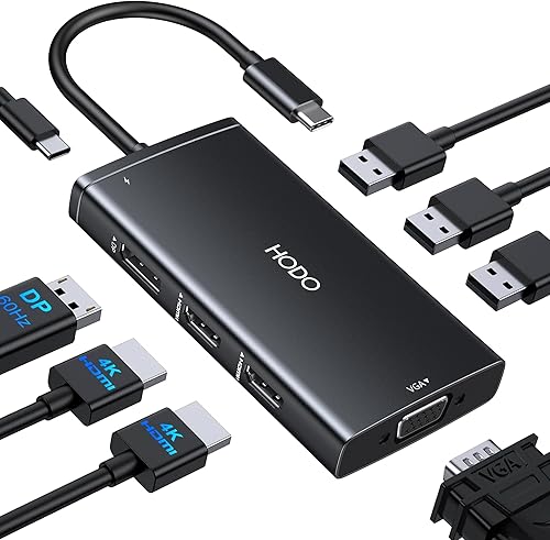 Miniatura 11 de Estación de acoplamiento USB C Estación de acoplamiento de monitor dual Adaptador para Dell HP, Estación de acoplamiento para portátil 3 Monitores