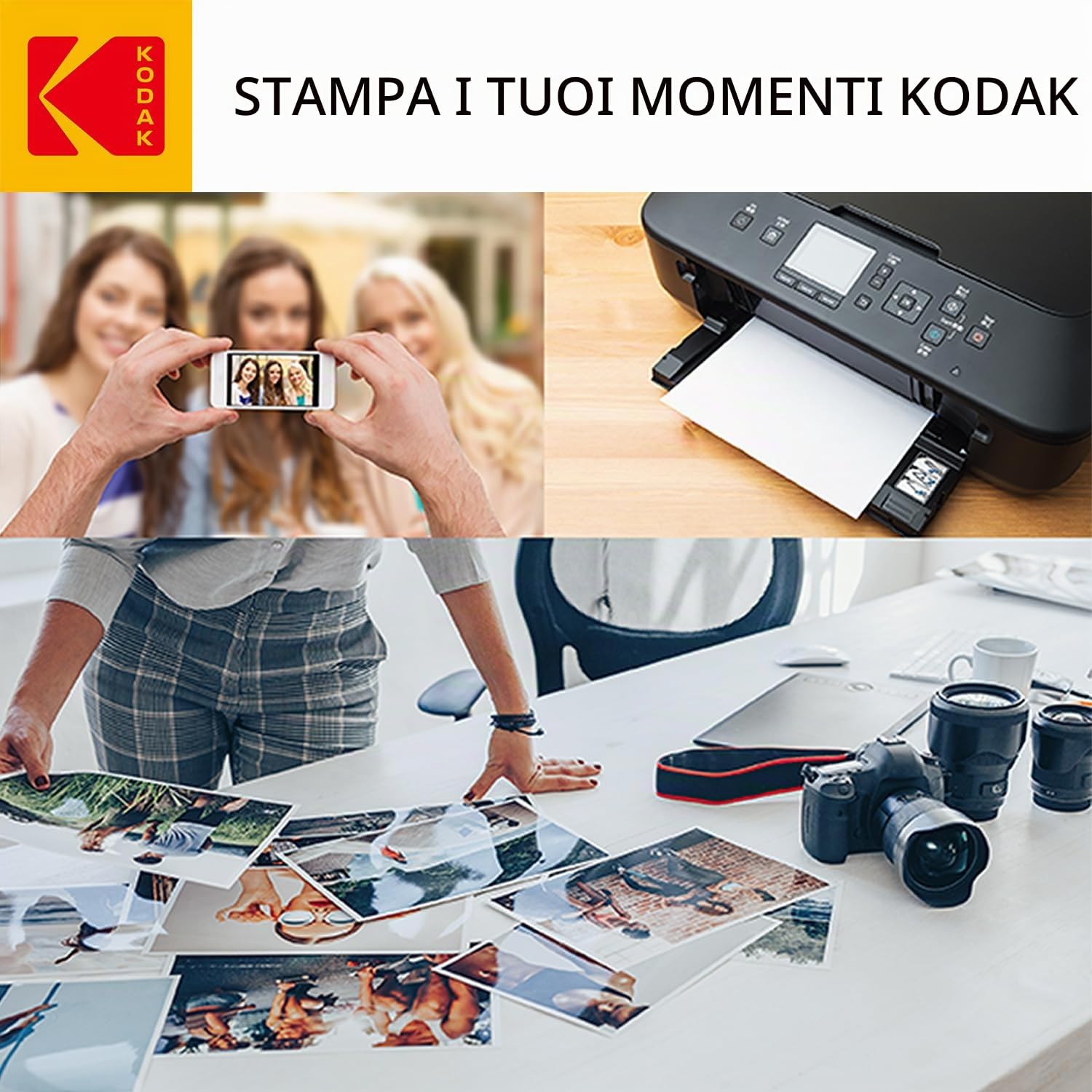 Kodak Carta Fotografica Gloss Insta Dry, A4, 180 g/m², 50 Fogli, Bianco