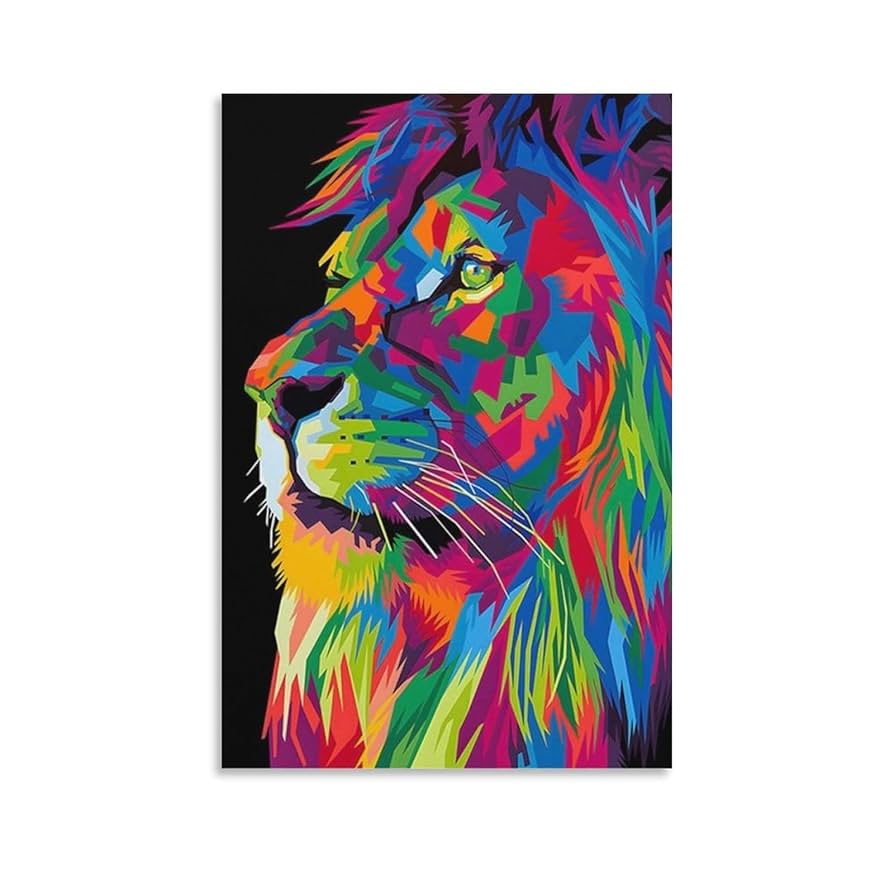 絵画　アート　原画　インテリア　花　ライオン　動物　カラフル　ロボット　赤　金 Amazon.co.jp: 絵画 アート 原画 インテリア 花 ライオン 動物