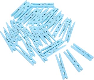 FONDOTIN 30 Piezas Prespins De Color Azul Pinzas para La Ropa a Granel Clavijas Azules Patas Espina Lavadero Verde Azulado Pinzas Azules Alfiler De Ropa Clips De Fotos De Madera