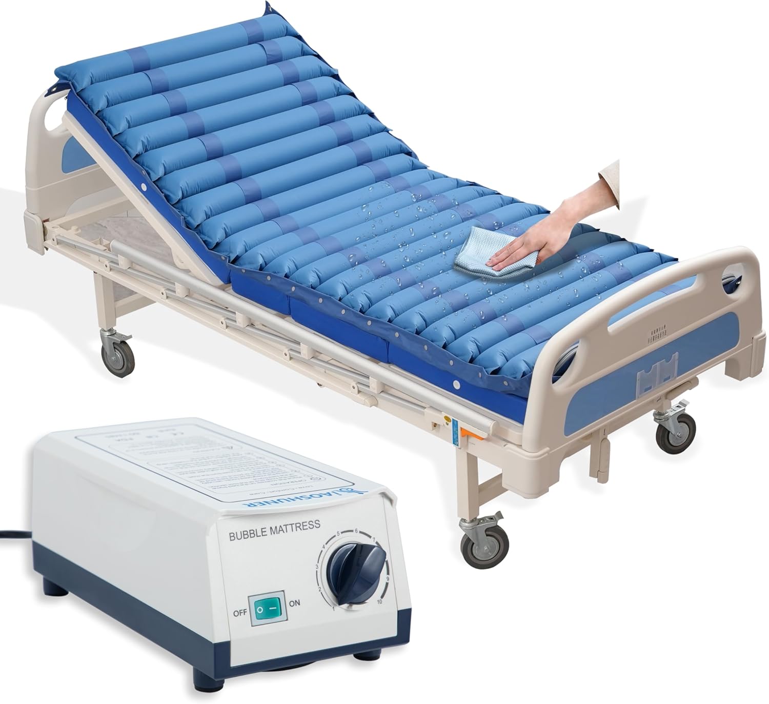 Alternating Air Pressure Mattress Pad for Bed Sore Relief & Prevention, Hospital Bed Mattress Topper with Pump, Ideal for Seniors & Bedridden Patients, Home Hospital Use, 79"x34", Blue