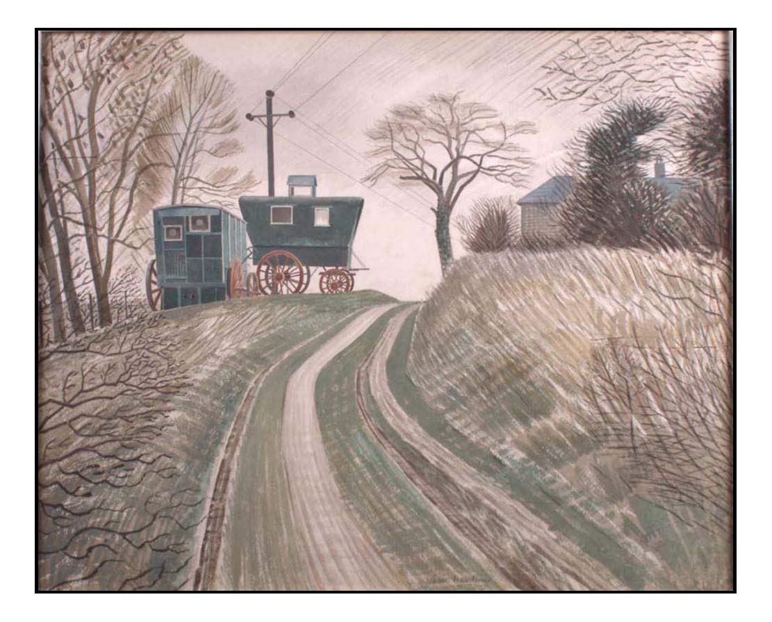 Period Prints Caravans near Glynde Sussex South Downs 1936 by Eric Ravilious