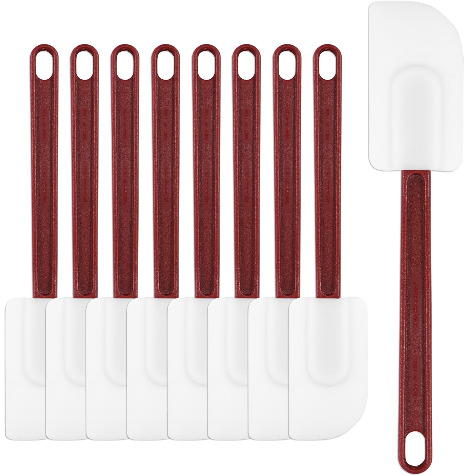 9 spatole in silicone, 25,4 cm, antiaderenti, in silicone, resistenti al calore, con manico lungo, spatole flessibili da cucina per cucinare, miscelare, lavabili in lavastoviglie