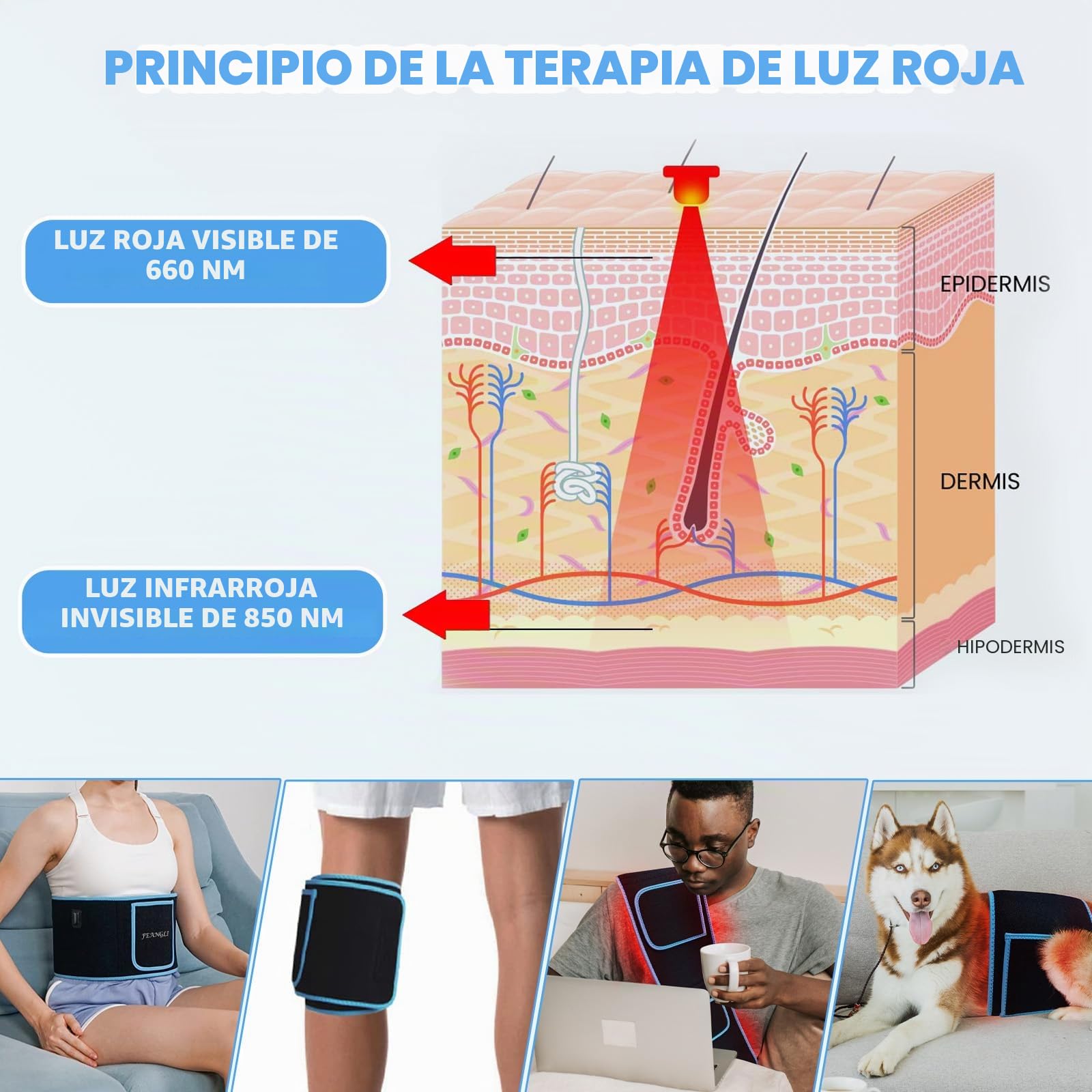 Dispositivo de cinturón de terapia de luz roja para aliviar el dolor corporal, cinturón de lipo de luz roja LED infrarrojo cercano, almohadilla de terapia profunda flexible para cintura, espalda y