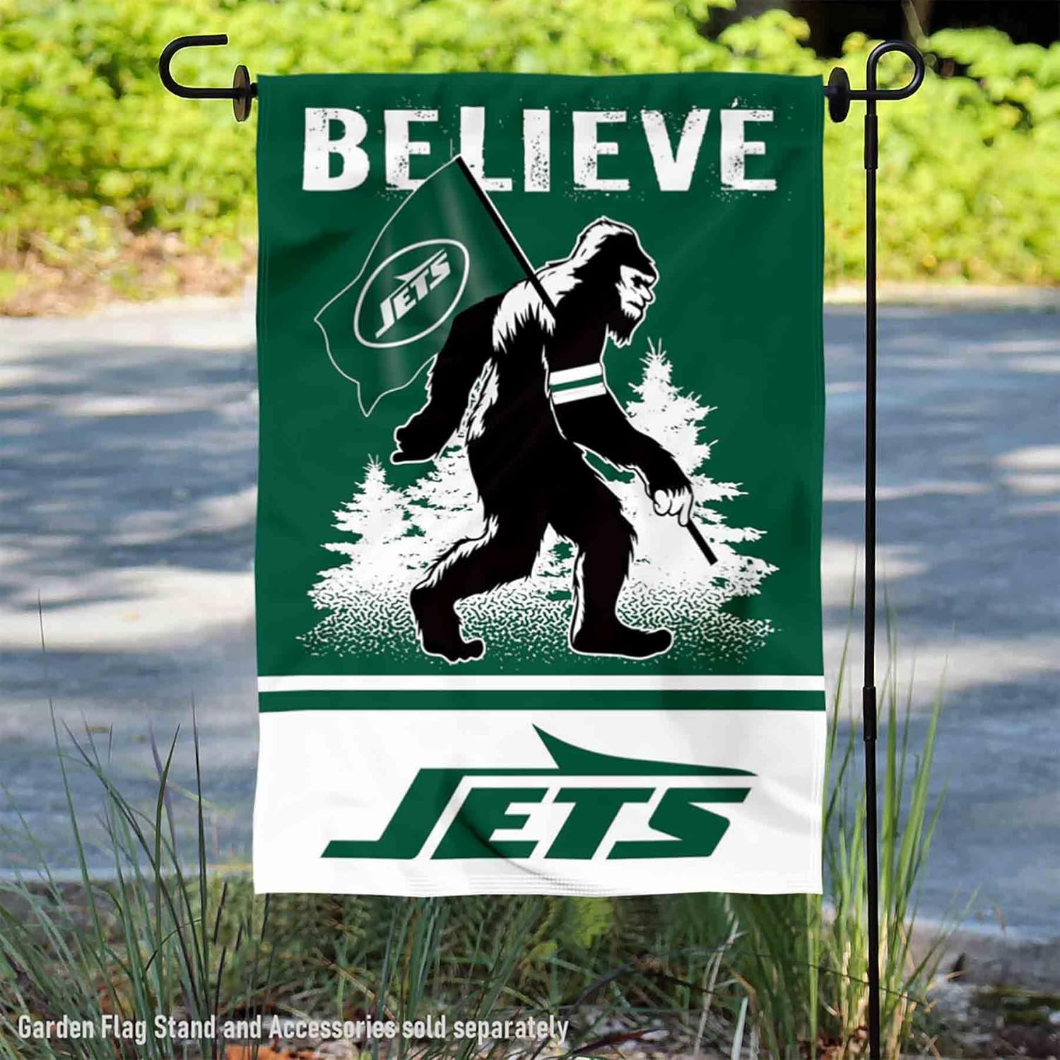 New York Jets Bigfoot Sasquatch Believe Yard Garden Banner Flag - Image 2