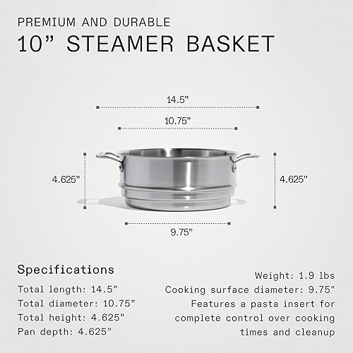 Miniatura 5 de Made In Utensilios de cocina - Inserto de vaporera de acero inoxidable de 10" - Colador para olla - Compatible con 8 cuartos de galón -