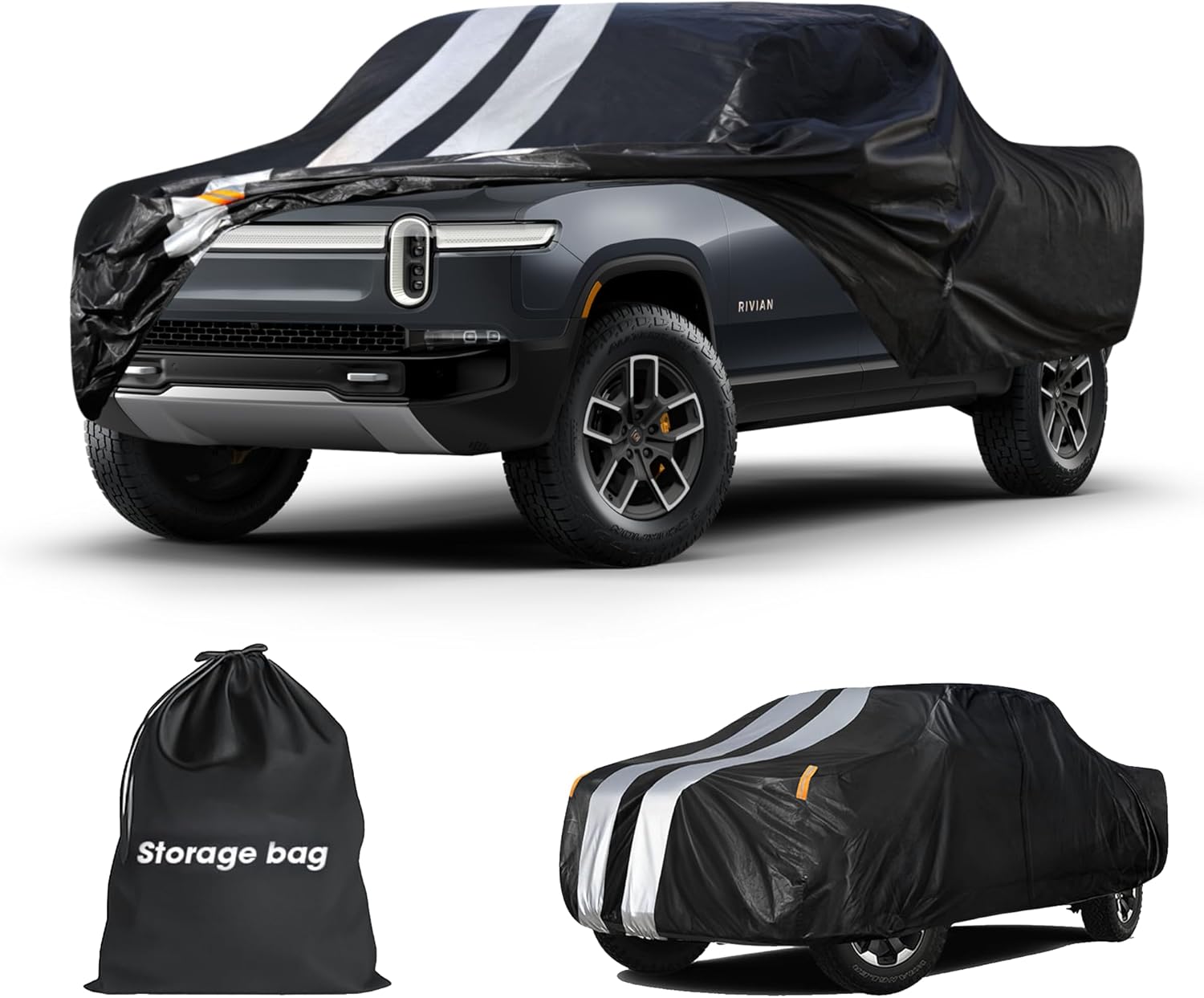 Rivian R1T Truck Cover Custom Fit 2021-2026 Crew Cab Short Bed(4.5') with Door Zipper, 10 Layers Outdoor Heavy Pickup Truck Cover Waterproof All Weather, Wind Dust Sun Protector.