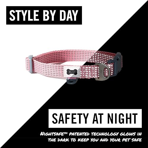 Miniatura 2 de BUILT Pet Nightsafe - Collar para perro grande, rosa y gris, rosa y gris