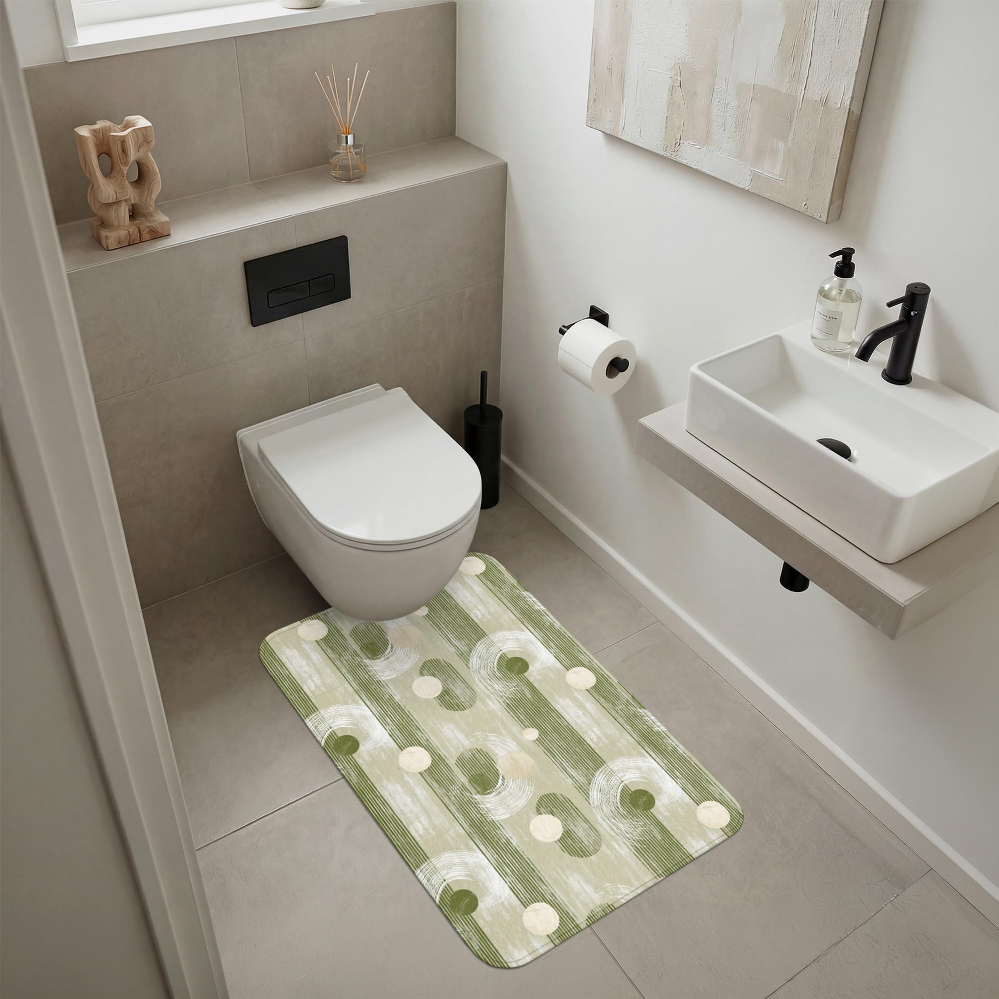 Tappeti Bagno Tappetino Doccia Assorbente Bath Mat Decorazioni | 60x90 cm - Rettangolare - Memory Foam Tappeto Lavabile Moderni Artistico - Moderno - Verde