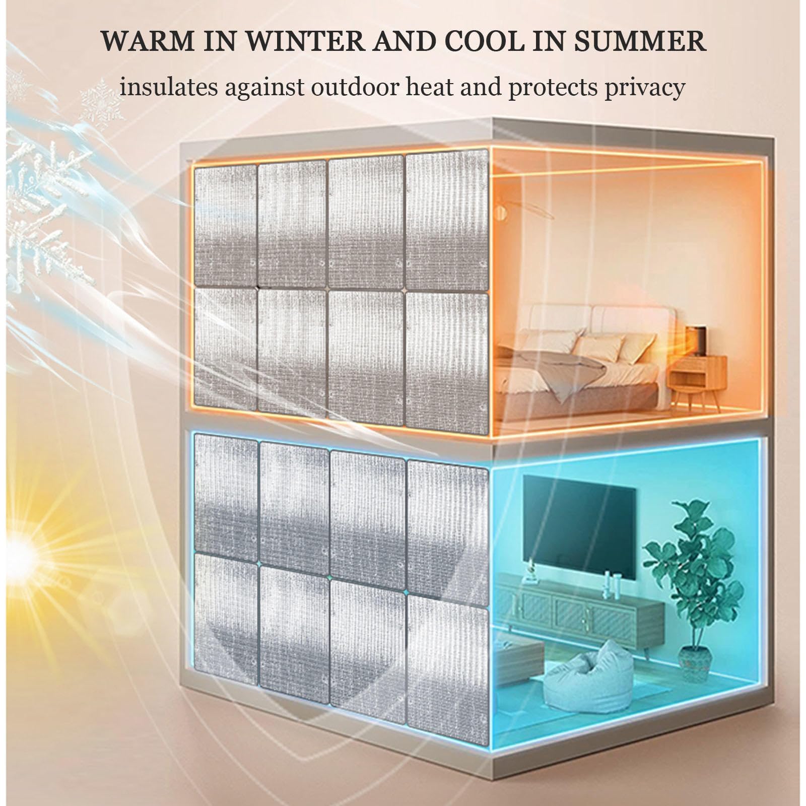 Pellicola oscurante riflettente per finestre, isolamento in foglio di alluminio, anti-UV, abbagliamento, calore, privacy, per vetro, 80 x 150 cm, soluzione per la casa a risparmio energetico