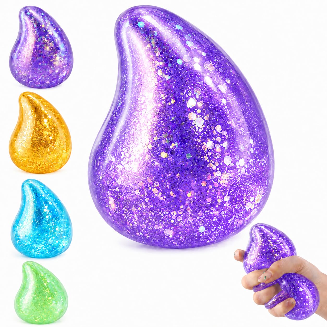 Stress Drop Silicone Squishy Stress Balls Stress Relief Fidget Sensory Toy Portable Anxiety Relief Squeeze Toy for Kids 3+ and Adults â image 1