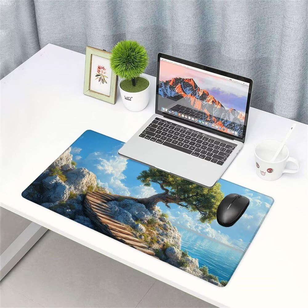 Podkładka pod mysz Drzewa Podkładka pod mysz 1000x400x3mm Niebieska Mata do gier Desk Mat, Ochraniacz na biurko, Akcesoria do gier, Poprawa dokładności i szybkości, dla PC Gamer, Laptop, Biuro, f-388